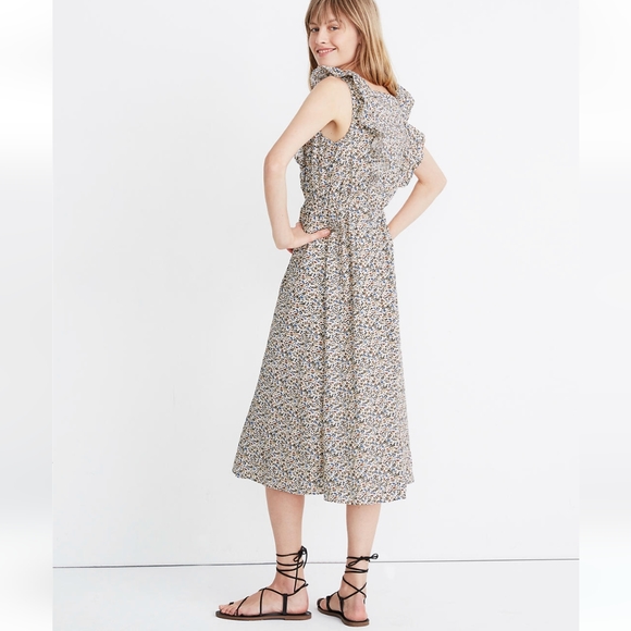 Madewell Ruffle-Strap Square-Neck Midi Dress in Fieldwalk Floral - Picture 3 of 6